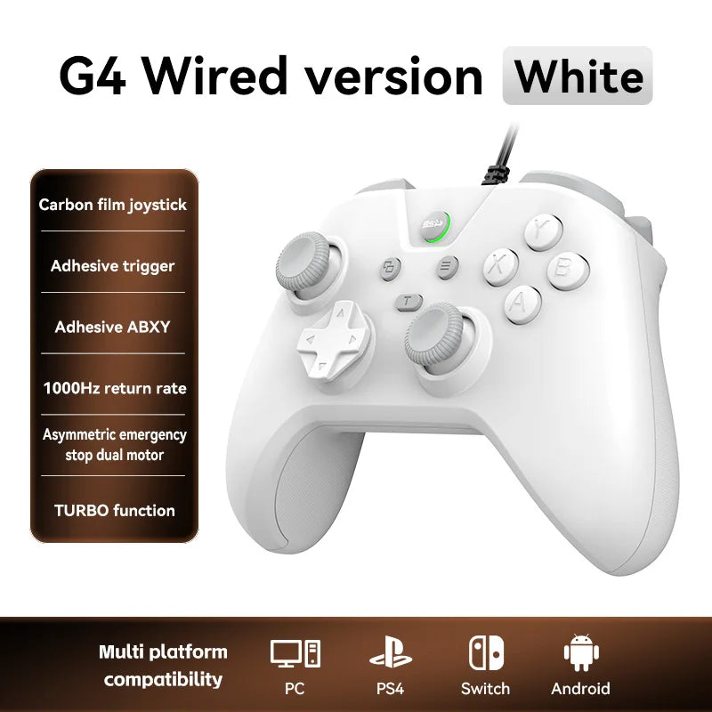 1000Hz Wired Gaming Controller for PS4 Carbon Film Joystick No Drift Gamepad With Dual Vibration TURBO for PC/NS/NS2/Android