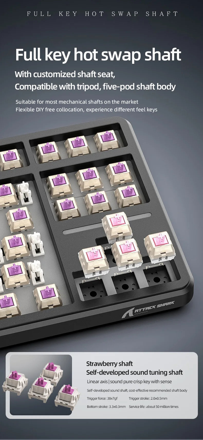 Attack Shark X87 Wireless Mechanical Keyboard BT Three Mode Game Customized Side Carved Game Keyboard