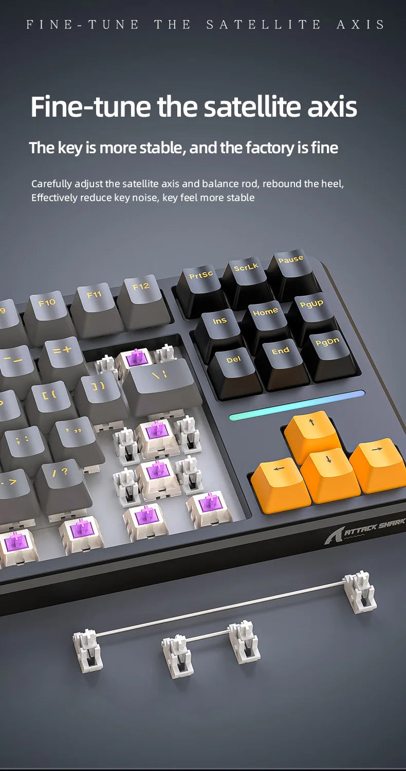 Attack Shark X87 Wireless Mechanical Keyboard BT Three Mode Game Customized Side Carved Game Keyboard