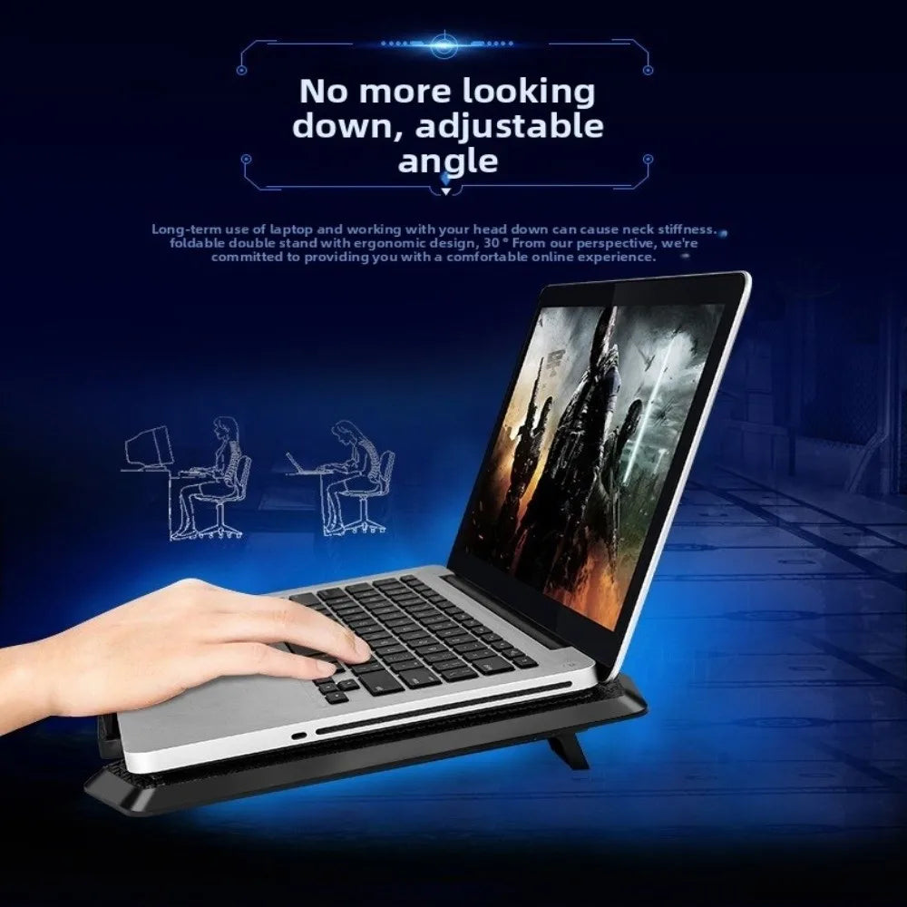 13 14 15.6 17 inch Laptop Cooling Pad LED Light USB Powered Notebook Cooling Fan Heat Dissipation Quiet Laptop Stand Base