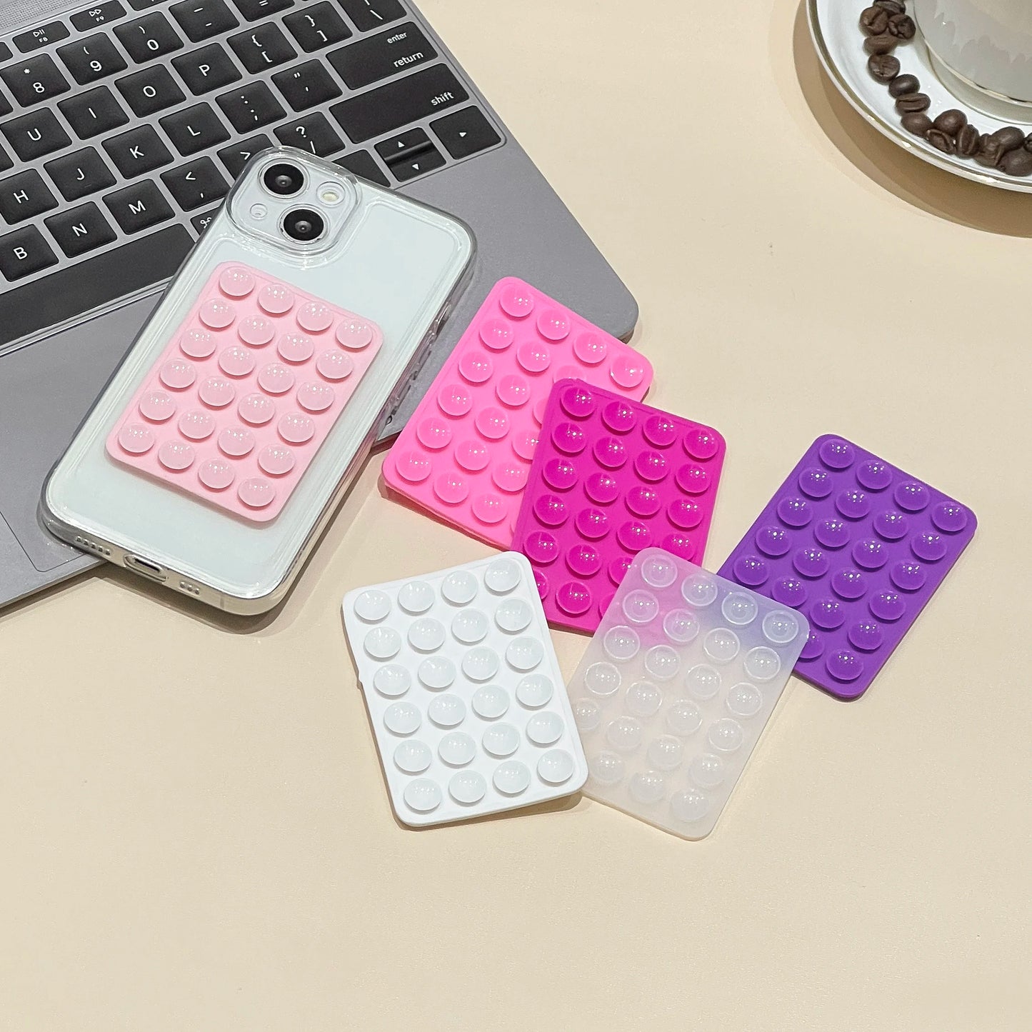 Candy Color Suction Cup Silicone Phone Backed sticker Suction Pad phone holder Backed Adhesive Rubber Sucker Pad For Fixed Pad