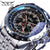 JARAGAR 212 Elegant Automatic Mechanical Watches for Man Hollowing Dial Chronograph Luminous Multifunctional Men Wristwatch