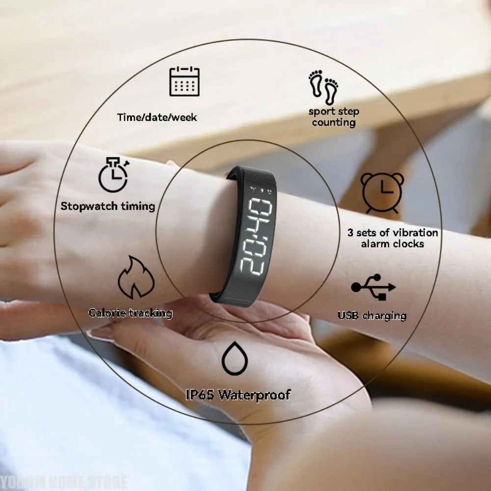 Smart Bracelet LED Digital Waterproof Smart Clock Smartband With running pedometer Monitor Smart Band Vibration Alarm Reminder