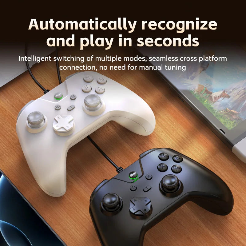 1000Hz Wired Gaming Controller for PS4 Carbon Film Joystick No Drift Gamepad With Dual Vibration TURBO for PC/NS/NS2/Android