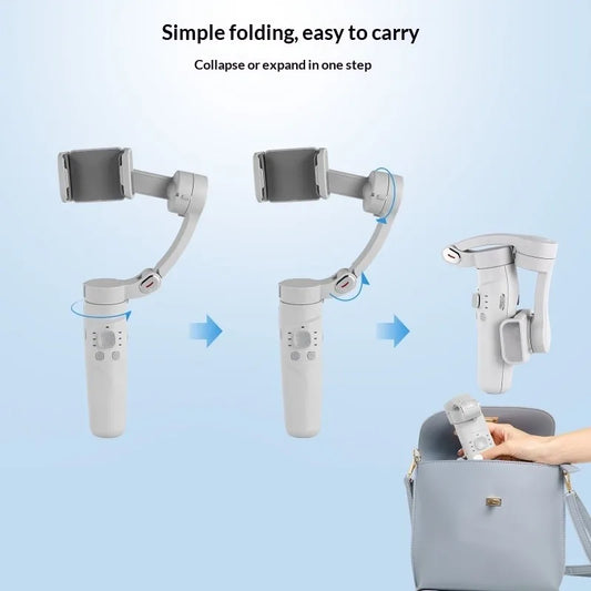3-Axis Phone Gimbal, AI Face Tracking, Gesture Ctrl, 360° Rotate, 10H Battery, Foldable, for IPhone Android Vlog Live