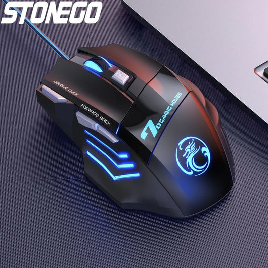 Ergonomic Gaming Mouse USB Wired Mouse 5500 DPI RGB LED Backlight 7 Button Game Mouse For PC Laptop Computer