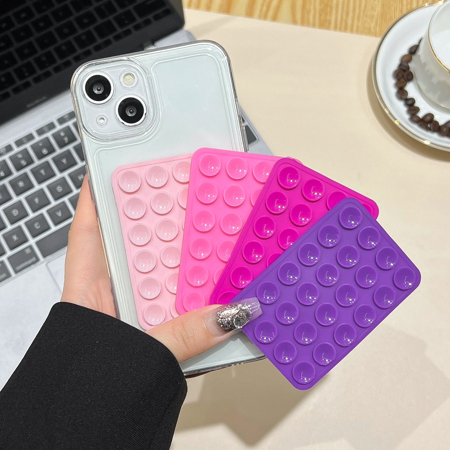 Candy Color Suction Cup Silicone Phone Backed sticker Suction Pad phone holder Backed Adhesive Rubber Sucker Pad For Fixed Pad