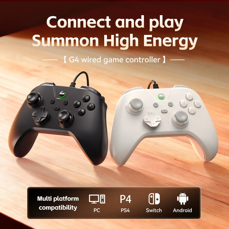 Wired PC Game Controller, USB Wired Gaming Joystick with Dual Vibration, Plug and Play, Compatible with Laptop, Steam, PS3, NS