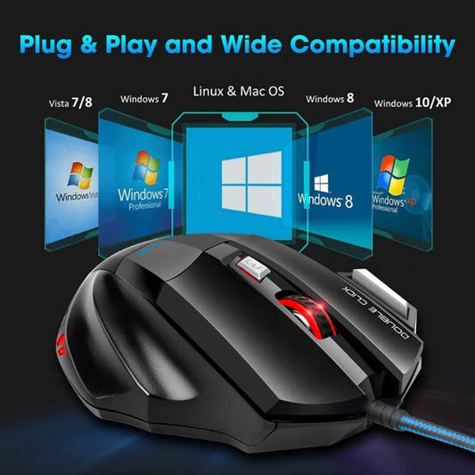 Ergonomic Gaming Mouse USB Wired Mouse 5500 DPI RGB LED Backlight 7 Button Game Mouse For PC Laptop Computer