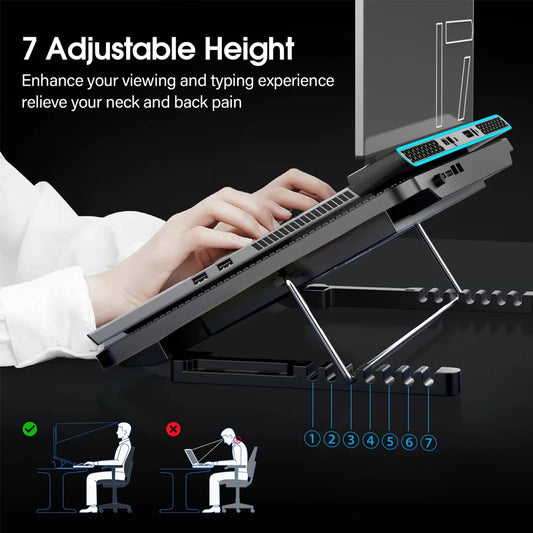 Laptop Cooling pad for 12-17 Inch Laptop Cooler Stand, 6 quiet fans, 5 Angle Adjustable with phone holder