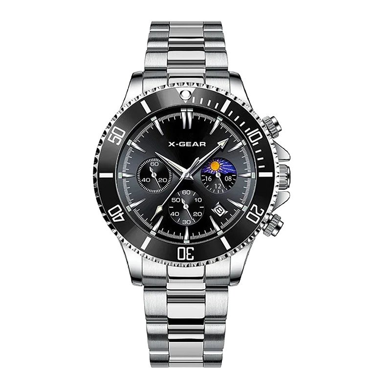 X-GEAR Fashion Mens Watches for Men Sport Waterproof Stainless Steel Quartz Watch Luxury Man Business Luminous Clock