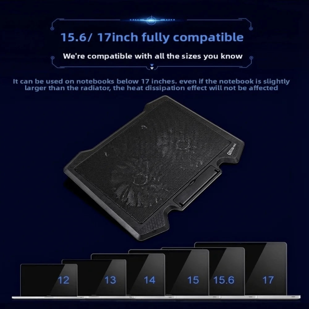13 14 15.6 17 inch Laptop Cooling Pad LED Light USB Powered Notebook Cooling Fan Heat Dissipation Quiet Laptop Stand Base